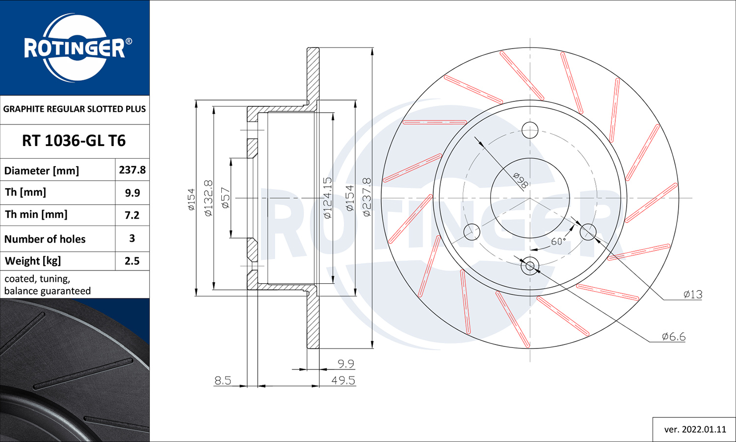 ROTINGER Féktárcsa, mind RT1036-GLT6_ROT